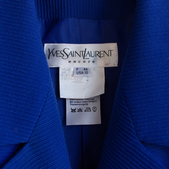Yves Saint Laurent Encore Vintage S/S 1995 Royal Blue Gold Hearts Jacket Suit - Picture 7 of 16
